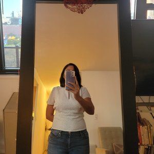 Abercrombie & Fitch, White Polka Dot White Shirt